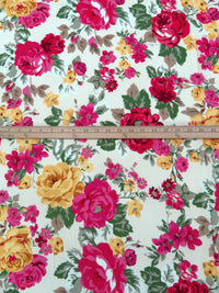 Eggshell/Petal Pink/Buttercup/Multi 100% Rayon Romantic Summer Floral Print Voile - LA Designer - 54W