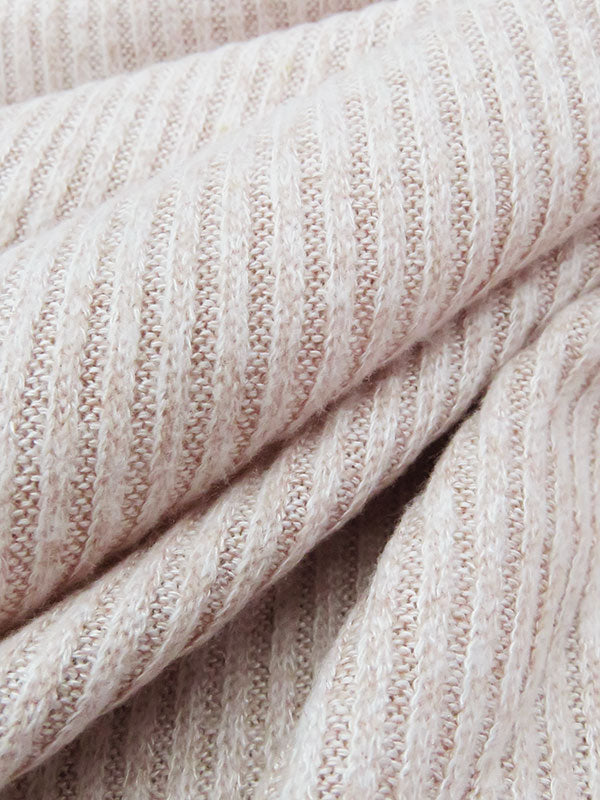 Pale Blush Pink Rayon/Polyester/Lycra Heathered Rib Sweater Knit 58W