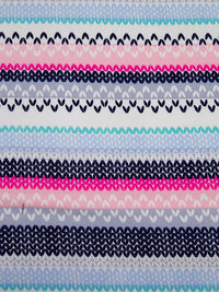 Hot Pink/Off-White/Navy/Multi Polyester/Lycra Horizontal Knitted Stripe Print Double Brushed Knit 62W