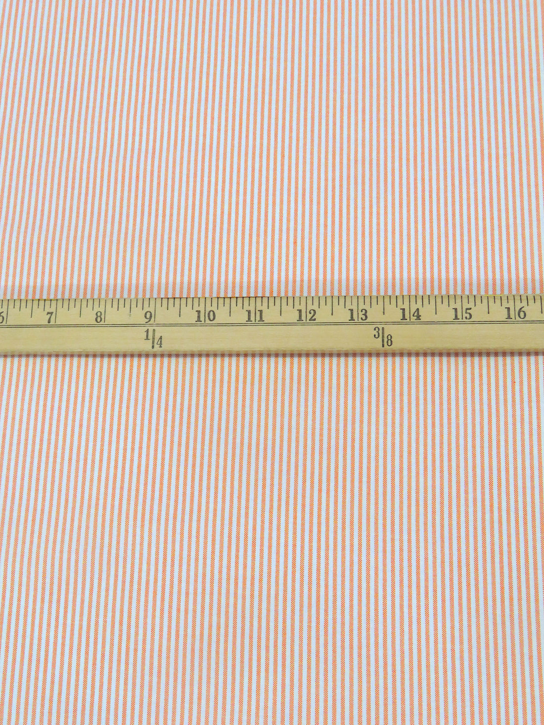 Orange/White Cotton/Polyester Blend Oxford Vertical Stripe Weave Shirting 60W