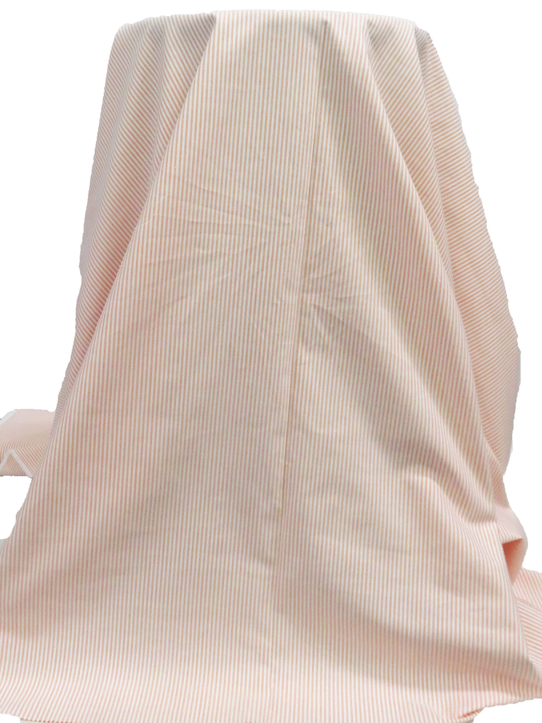 Orange/White Cotton/Polyester Blend Oxford Vertical Stripe Weave Shirting 60W