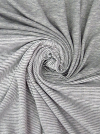 Light Heathered Gray/White Rayon/Polyester Horizontal Stripe Double Faced Jersey Knit 56W