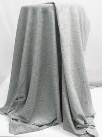 Light Heathered Gray/White Rayon/Polyester Horizontal Stripe Double Faced Jersey Knit 56W