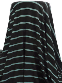 Black/Steel Teal Rayon/Lycra Horizontal Stripe Weave Jersey Knit 60W