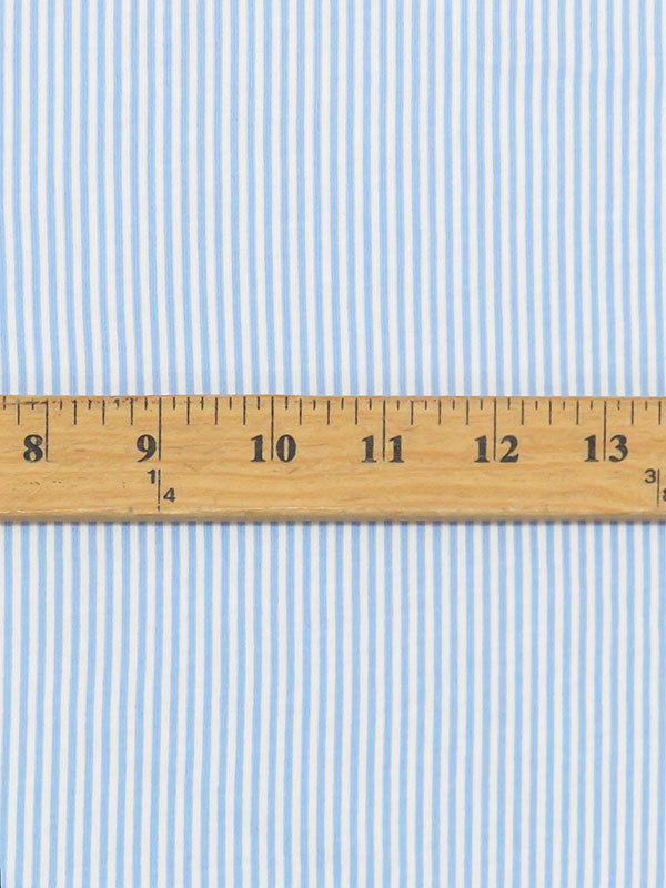 Baby Blue/White Cotton/Rayon Vertical Stripe Print Jersey Knit 58W