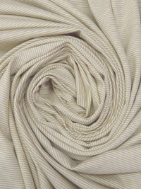 Sand/White Rayon/Lycra Horizontal Mini Stripe Weave Jersey Knit 58W