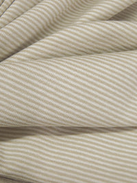 Sand/White Rayon/Lycra Horizontal Mini Stripe Weave Jersey Knit 58W