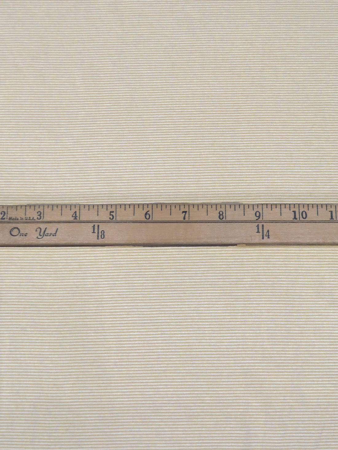 Sand/White Rayon/Lycra Horizontal Mini Stripe Weave Jersey Knit 58W