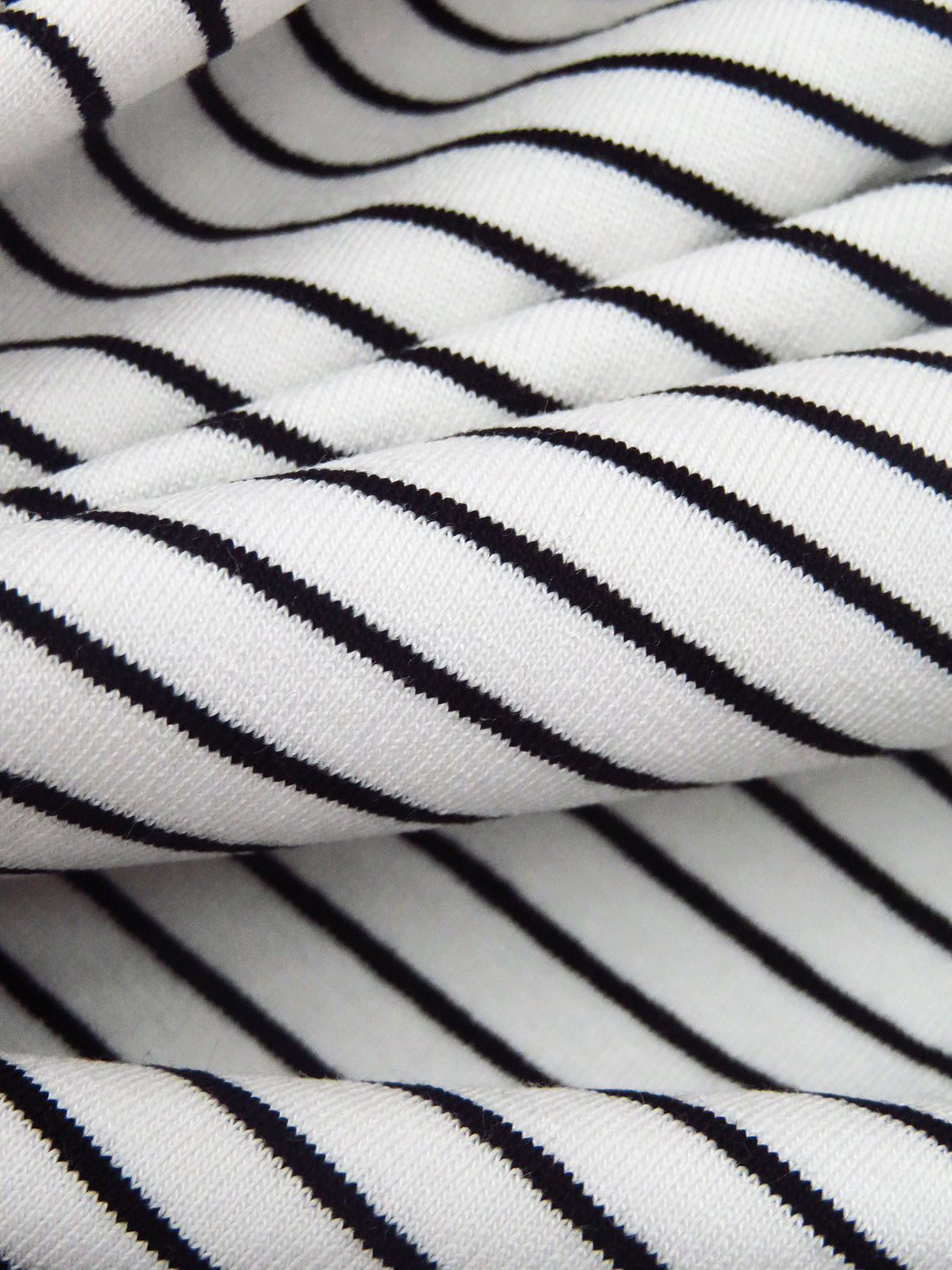 White/Black Rayon/Lycra Horizontal Stripe Weave Jersey Knit 61W