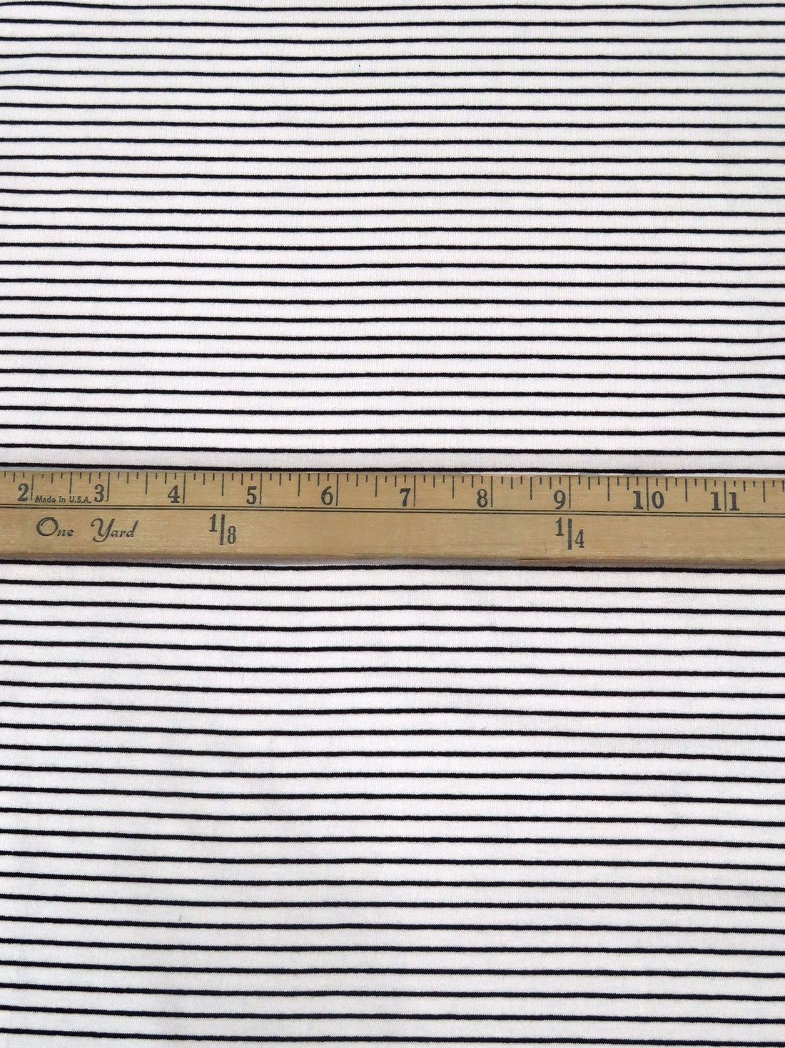 White/Black Rayon/Lycra Horizontal Stripe Weave Jersey Knit 61W