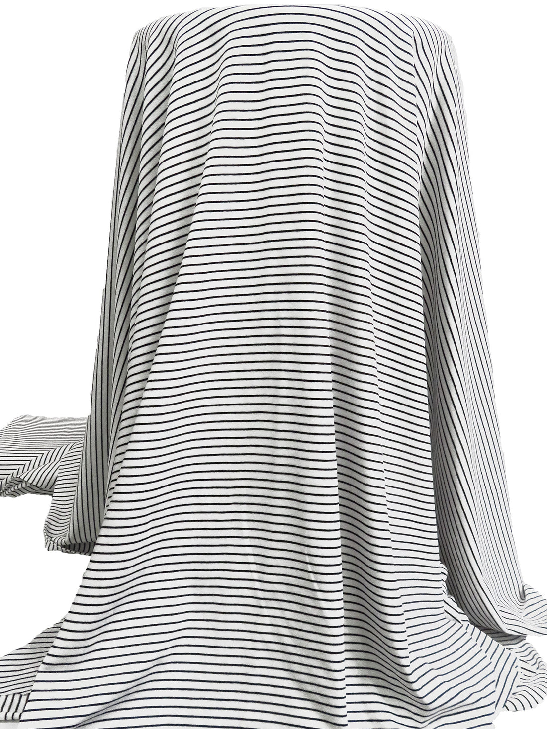 White/Black Rayon/Lycra Horizontal Stripe Weave Jersey Knit 61W