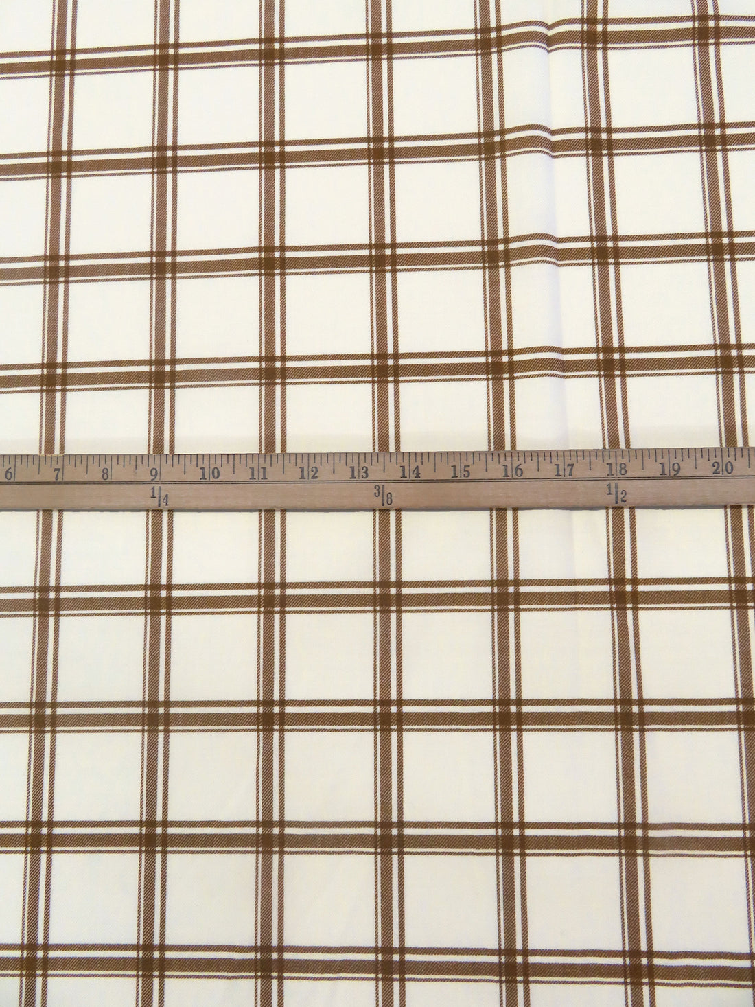 Off-White/Chestnut Wool/Polyester/Lycra Plaid Stretch Suiting - NY Designer - 56W