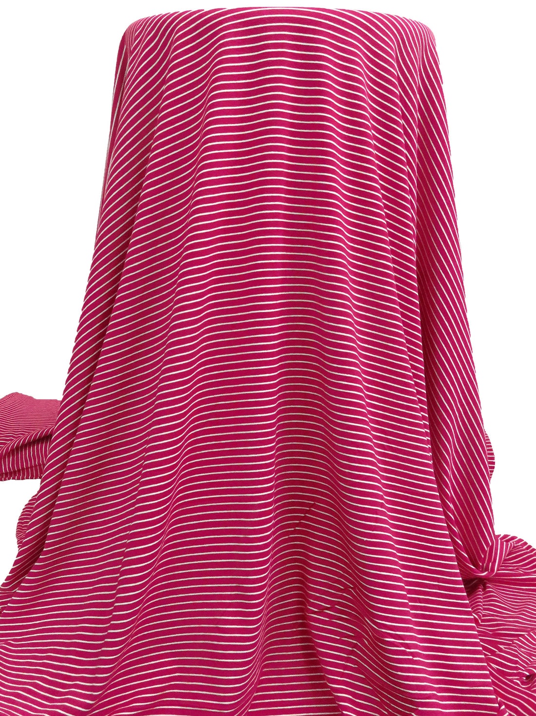 Razzmatazz/White Rayon/Lycra Horizontal Stripe Weave Jersey Knit 61W