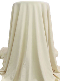 Dairy Cream/White Rayon/Lycra Horizontal Mini Stripe Weave Jersey Knit 61W