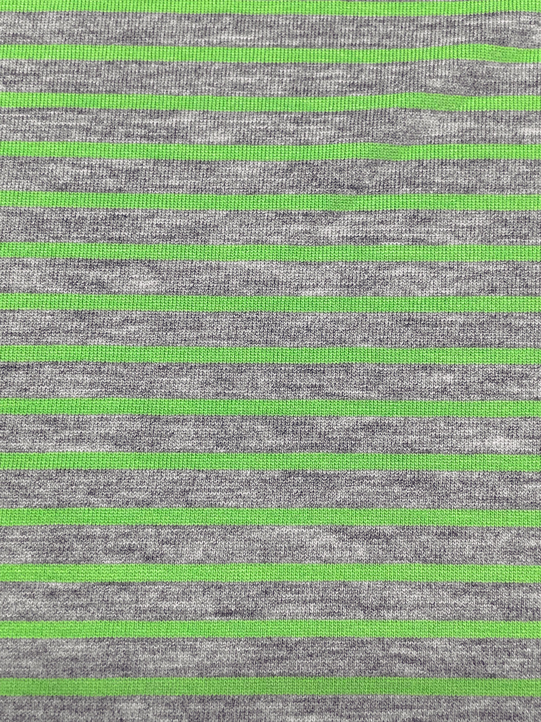 Light Green/Heathered Gray Rayon/Lycra Horizontal Stripe Jersey Knit 61W
