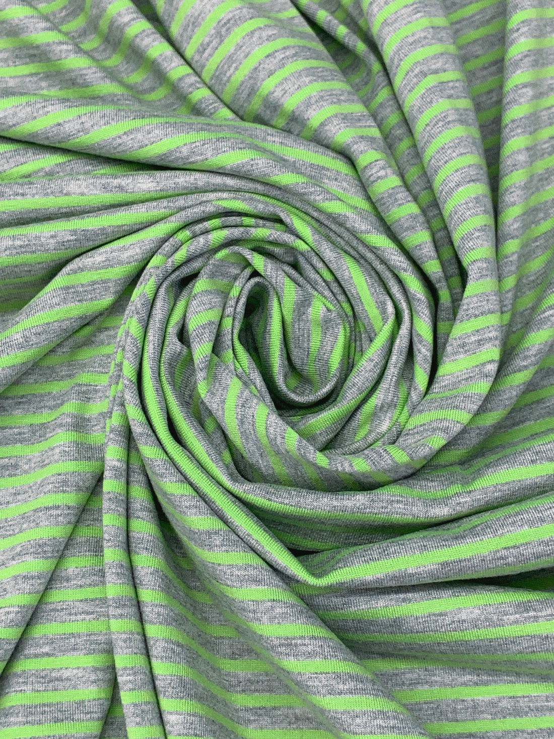 Light Green/Heathered Gray Rayon/Lycra Horizontal Stripe Jersey Knit 61W
