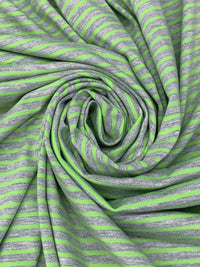 Light Green/Heathered Gray Rayon/Lycra Horizontal Stripe Jersey Knit 61W