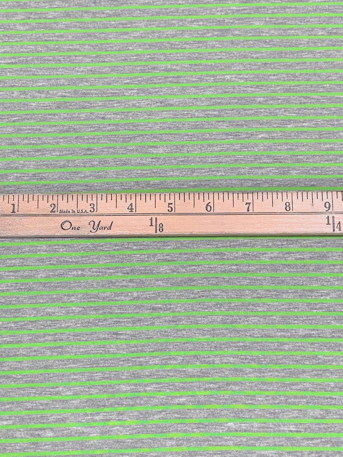 Light Green/Heathered Gray Rayon/Lycra Horizontal Stripe Jersey Knit 61W