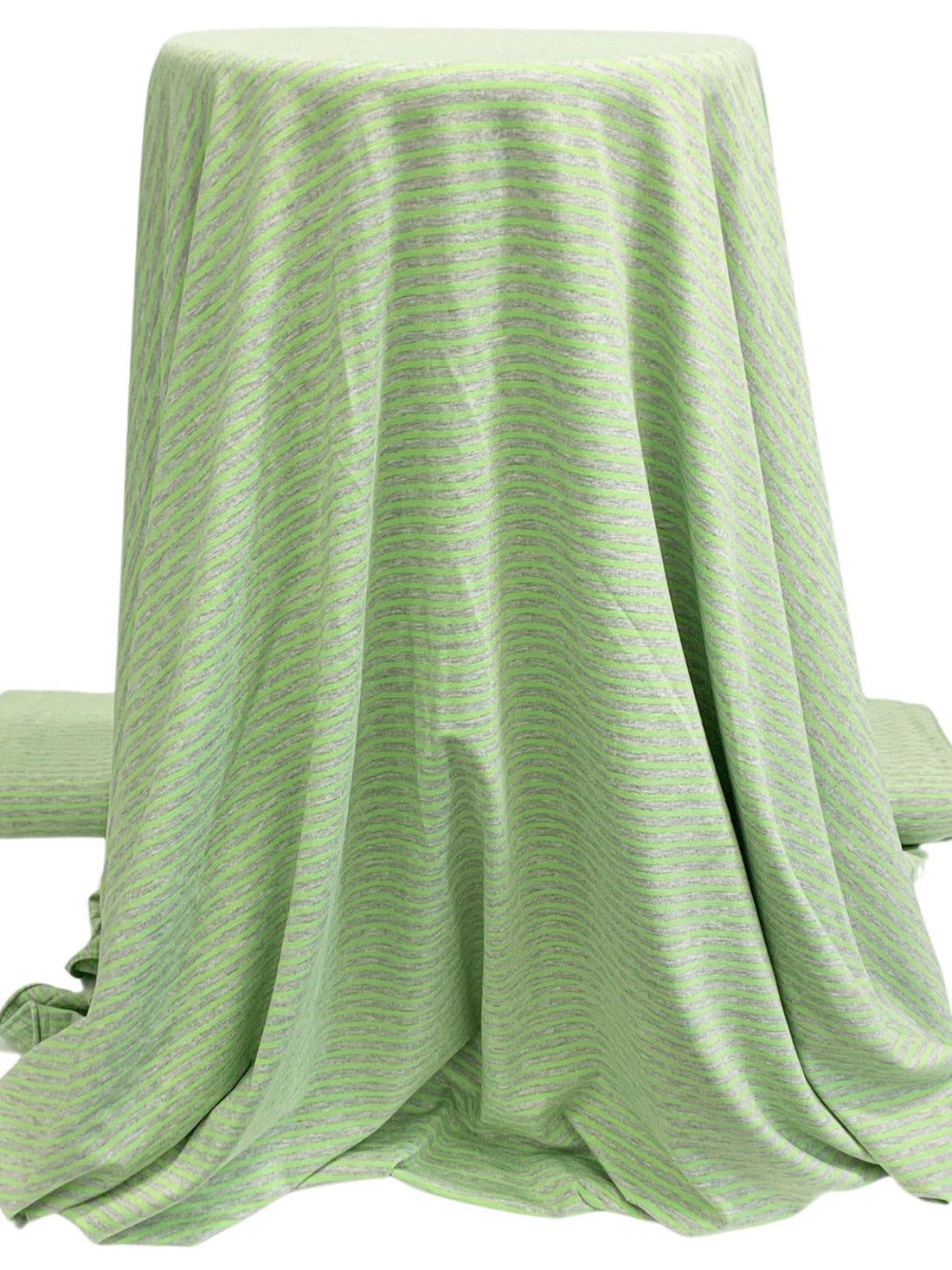 Light Green/Heathered Gray Rayon/Lycra Horizontal Stripe Jersey Knit 61W