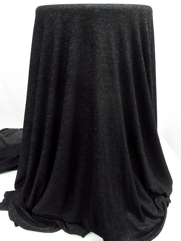 Black Rayon/Polyester/Lycra Heathered Sweater Knit - NY Designer - 62W