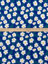 Cobalt Blue/White/Spring Green Organic Cotton/Lycra Daisy Print Jersey Knit - NY Designer - 60W