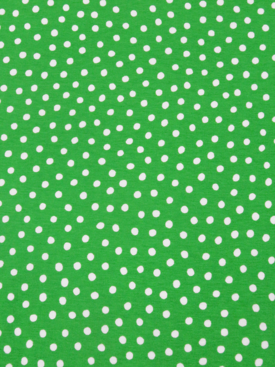 Lime Green/White Cotton/Lycra Scattered Polka Dot Print Jersey Knit 58W