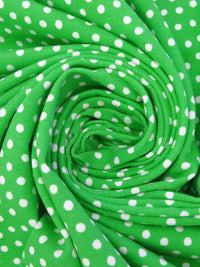 Lime Green/White Cotton/Lycra Scattered Polka Dot Print Jersey Knit 58W