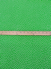 Lime Green/White Cotton/Lycra Scattered Polka Dot Print Jersey Knit 58W