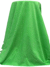 Lime Green/White Cotton/Lycra Scattered Polka Dot Print Jersey Knit 58W