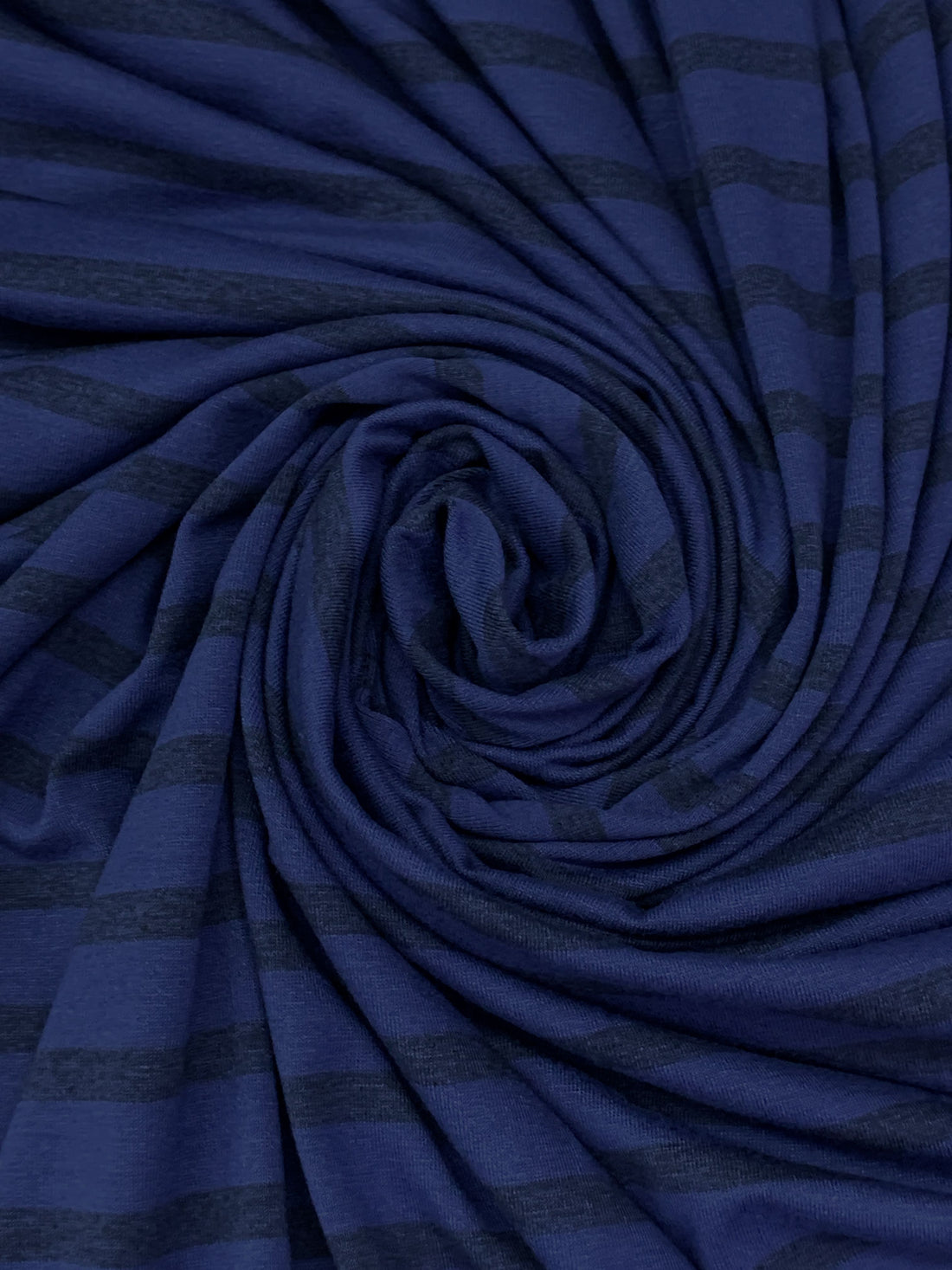 Admiral Blue/Midnight Navy Rayon/Lycra Horizontal Stripe Jersey Knit 62W