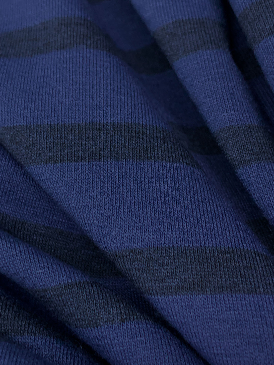 Admiral Blue/Midnight Navy Rayon/Lycra Horizontal Stripe Jersey Knit 62W