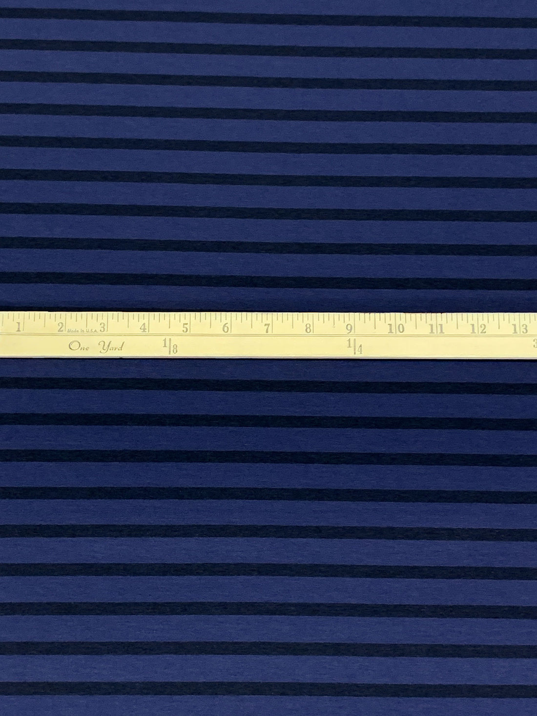 Admiral Blue/Midnight Navy Rayon/Lycra Horizontal Stripe Jersey Knit 62W