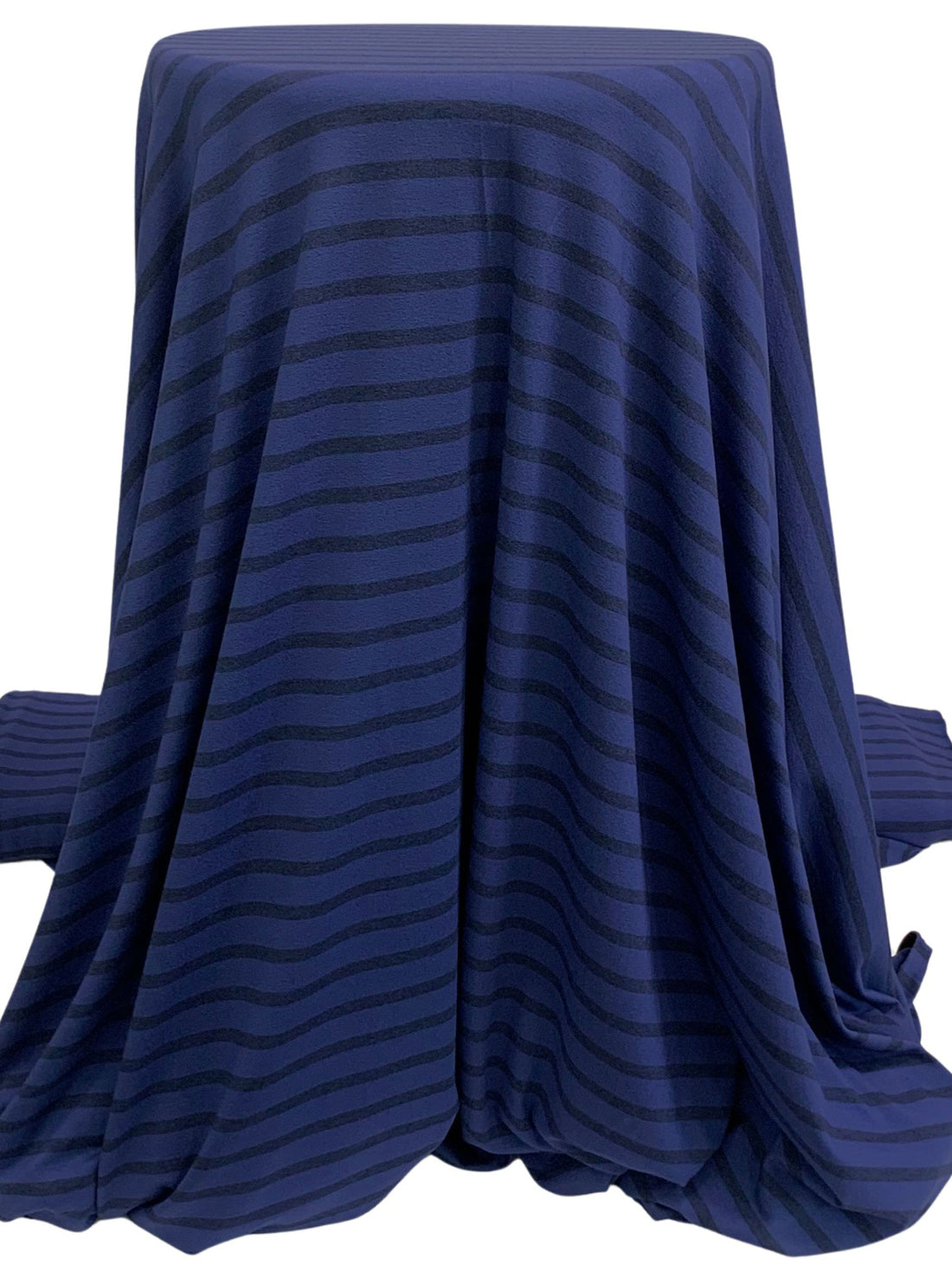 Admiral Blue/Midnight Navy Rayon/Lycra Horizontal Stripe Jersey Knit 62W