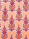 Salmon/Off-White/Petal Pink/Red Cotton/Polyester/Lycra Floral Block Print Stretch Twill - NY Designer - 56W
