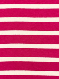 Dark Magenta Pink/Pale Cream Rayon/Lycra Horizontal Stripe Jersey Knit 60W