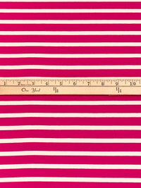 Dark Magenta Pink/Pale Cream Rayon/Lycra Horizontal Stripe Jersey Knit 60W