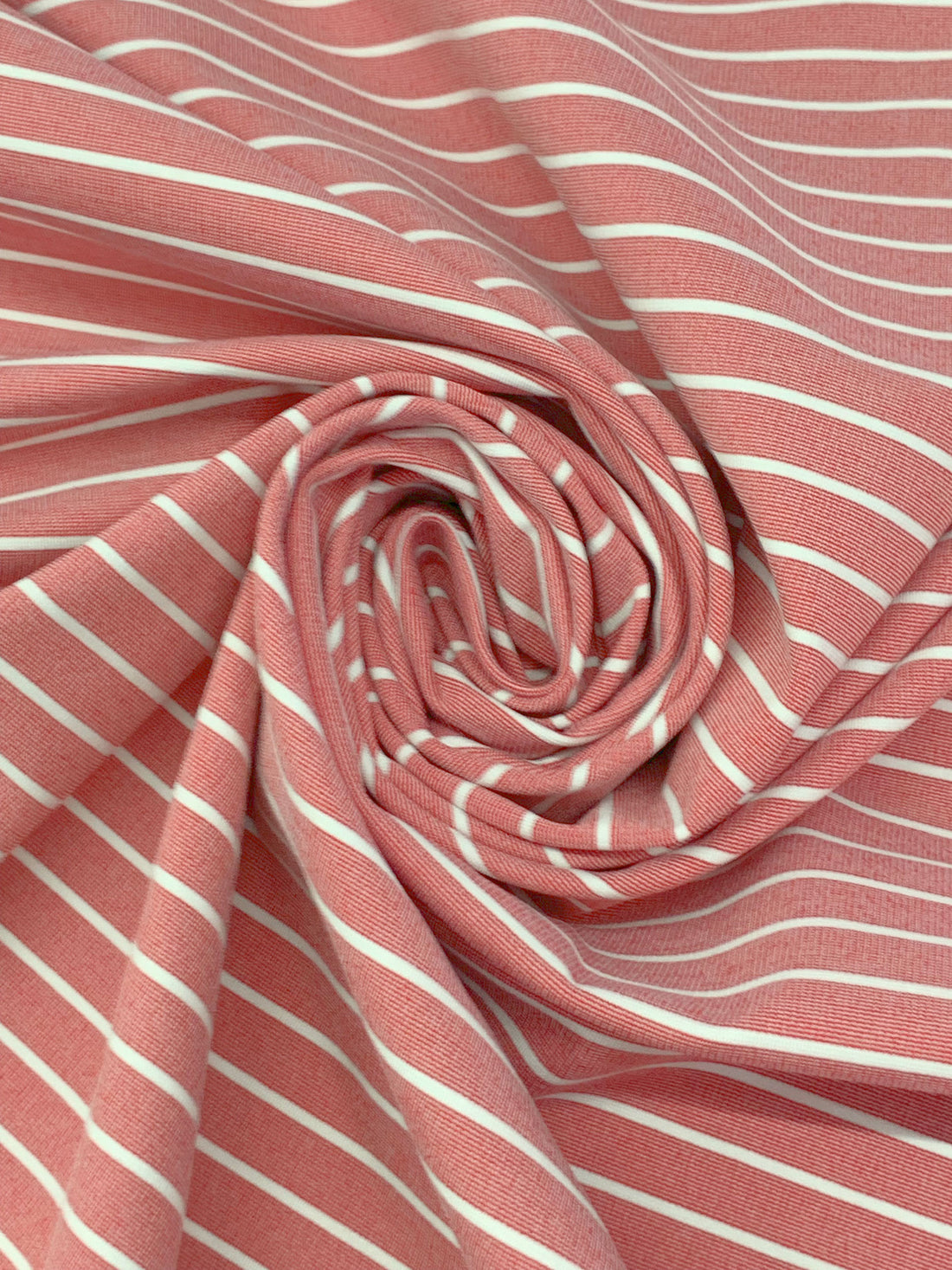 Regal Red/White Rayon/Nylon/Lycra Horizontal Stripe Ponte Knit 60W