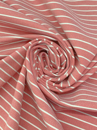 Regal Red/White Rayon/Nylon/Lycra Horizontal Stripe Ponte Knit 60W
