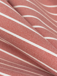 Regal Red/White Rayon/Nylon/Lycra Horizontal Stripe Ponte Knit 60W