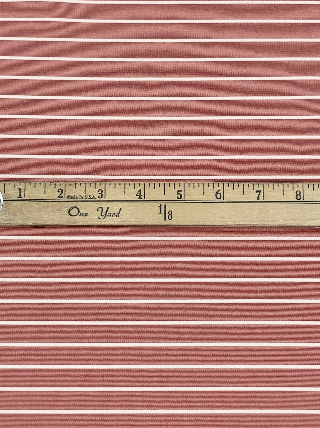 Regal Red/White Rayon/Nylon/Lycra Horizontal Stripe Ponte Knit 60W