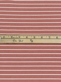 Regal Red/White Rayon/Nylon/Lycra Horizontal Stripe Ponte Knit 60W