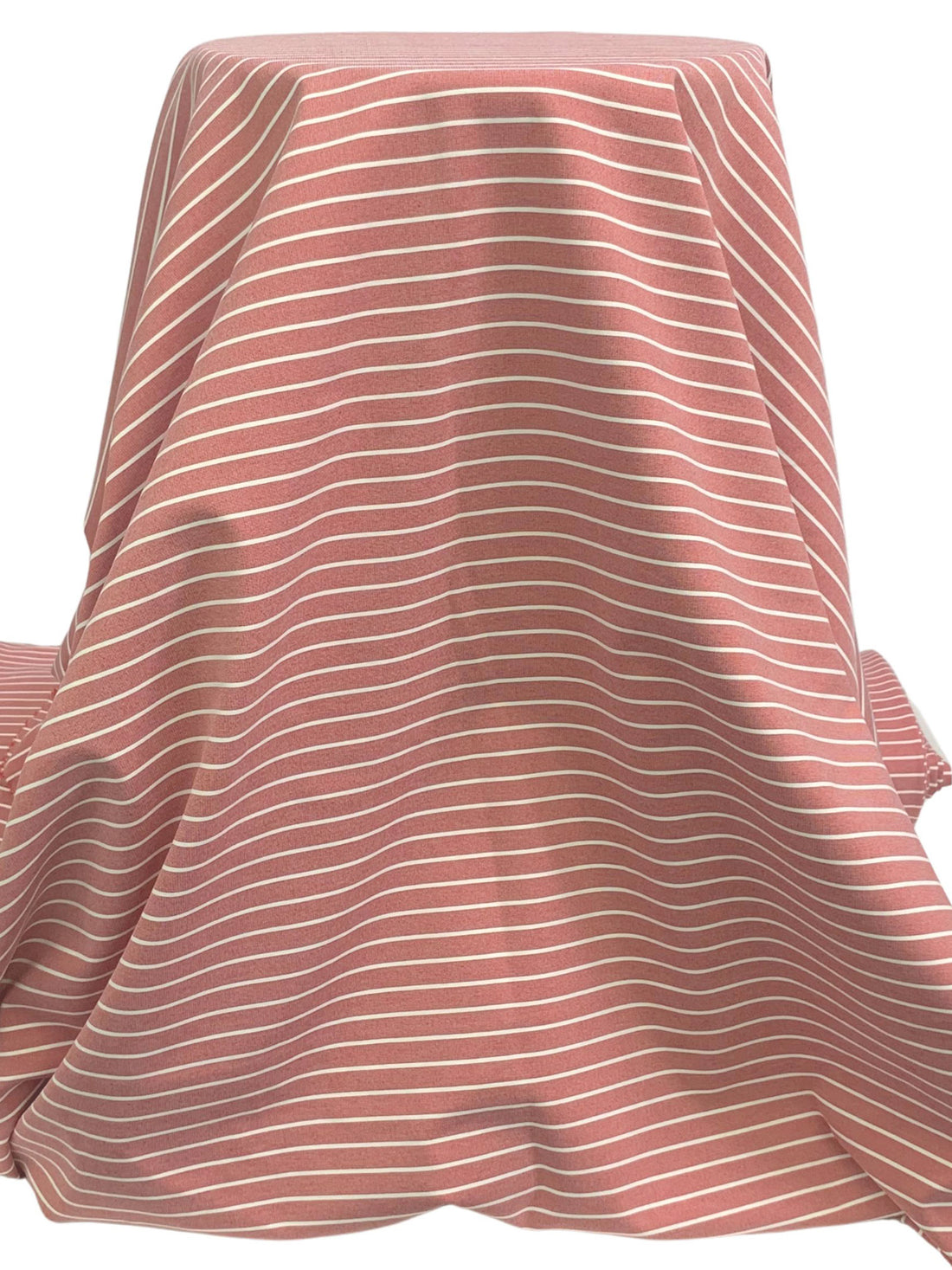 Regal Red/White Rayon/Nylon/Lycra Horizontal Stripe Ponte Knit 60W
