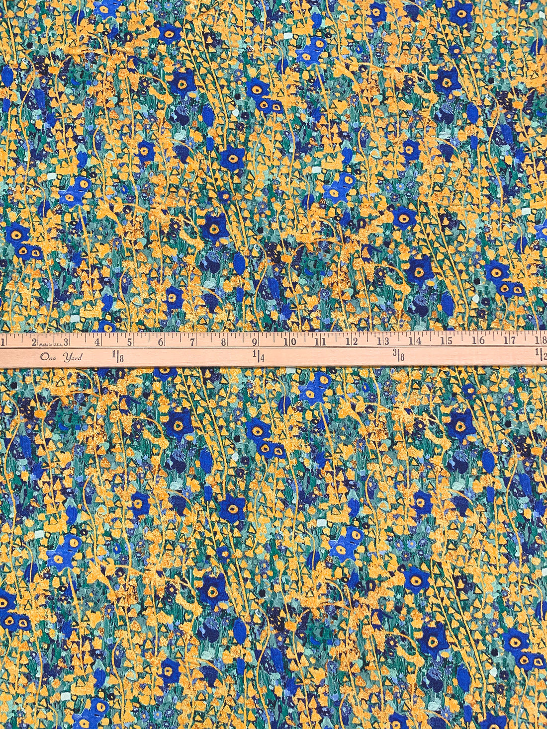 Cobalt Blue/Mimosa/Multi 100% Cotton Abstract Print Quilt Weight Woven - Robert Kaufman - 44W