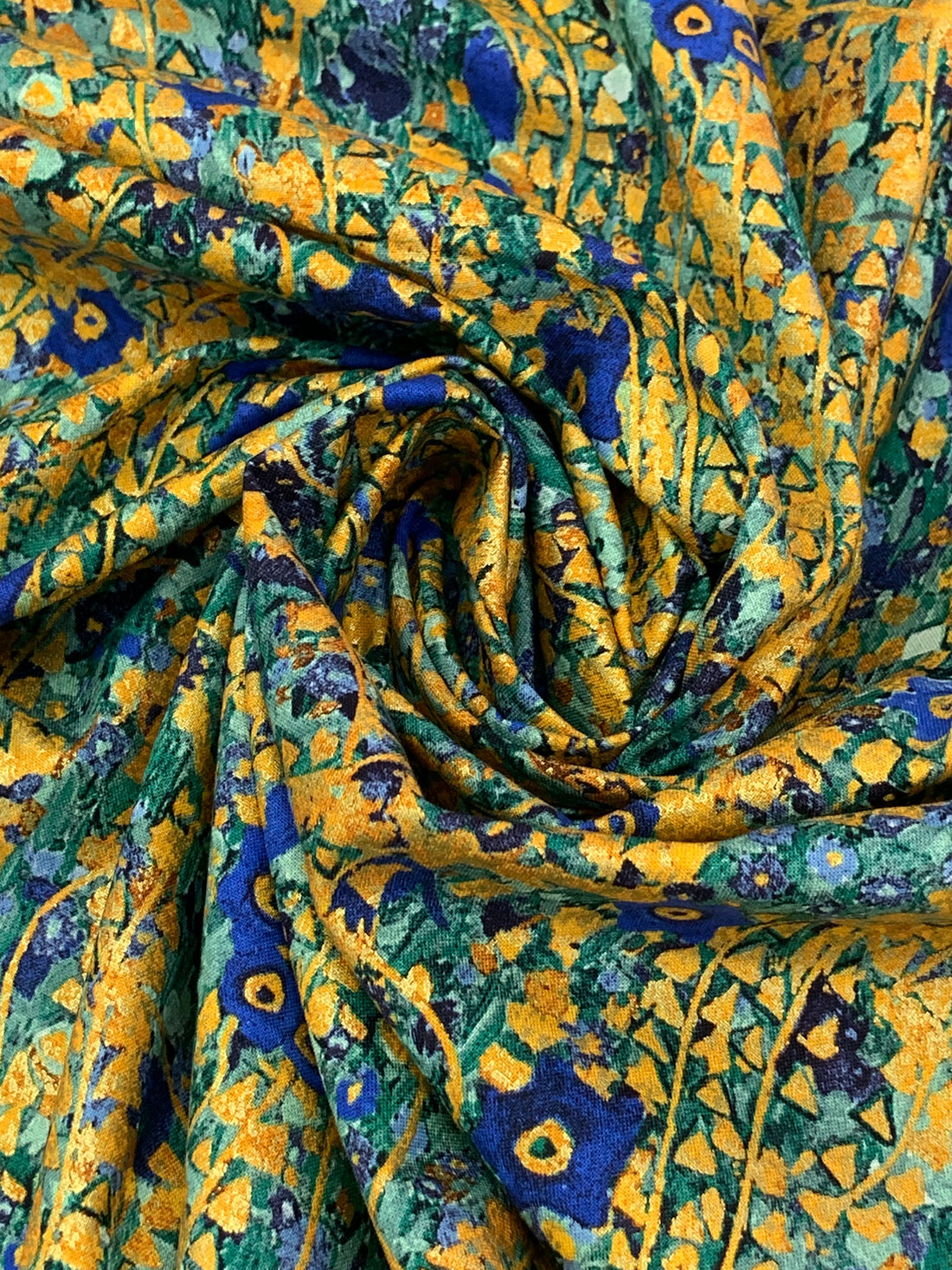 Cobalt Blue/Mimosa/Multi 100% Cotton Abstract Print Quilt Weight Woven - Robert Kaufman - 44W