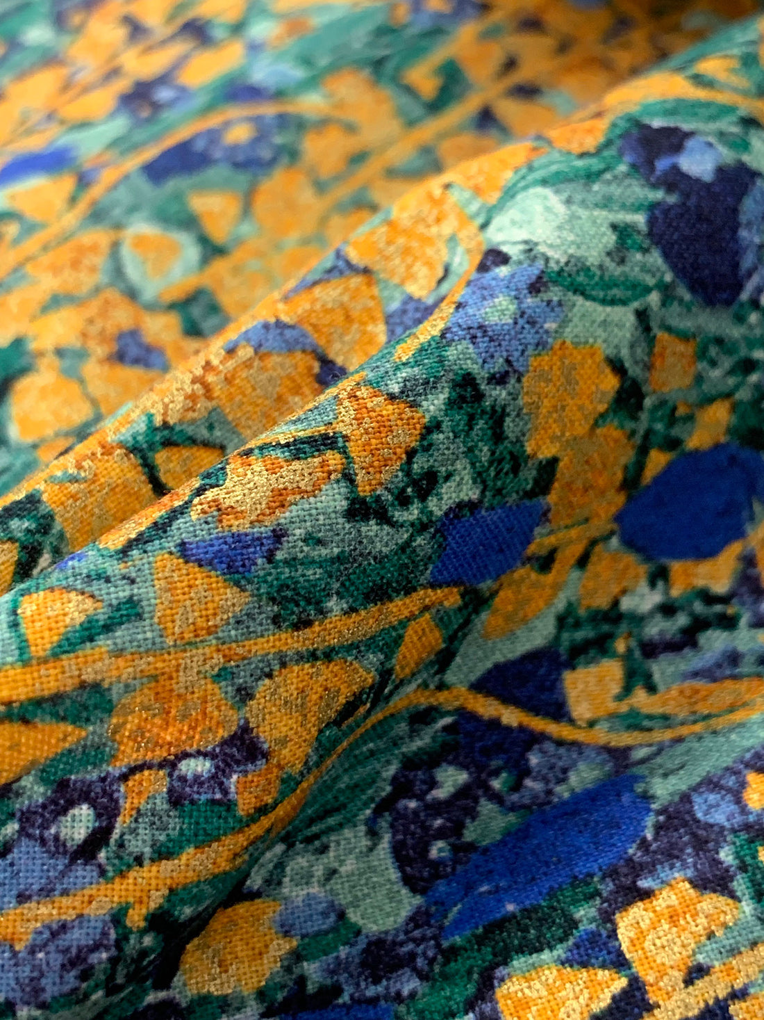 Cobalt Blue/Mimosa/Multi 100% Cotton Abstract Print Quilt Weight Woven - Robert Kaufman - 44W