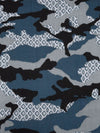 Blue Gray/Black/Slate Gray 100% Rayon Stylized Camo Print Crinkle Challis 50W