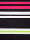 Black/White/Pear/Raspberry Polyester/Lycra Stripe Ponte Knit 54W