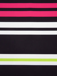 Black/White/Pear/Raspberry Polyester/Lycra Stripe Ponte Knit 54W