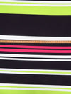 Black/White/Pear/Raspberry Polyester/Lycra Stripe Ponte Knit 54W