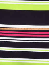 Black/White/Pear/Raspberry Polyester/Lycra Stripe Ponte Knit 54W